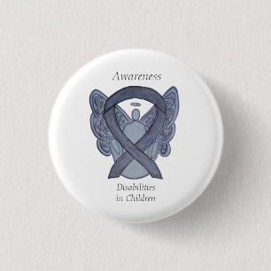Chapa Redonda De 2,5 Cm Cinta Angel Pin de la Cinta de Sensibilización sob