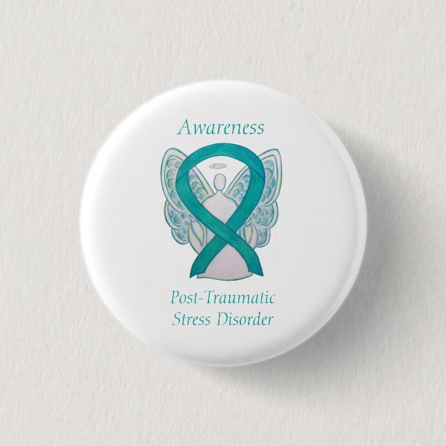 Chapa Redonda De 2,5 Cm Cinta de concientización PTSD Pins de Personalizad (Anverso)