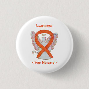 Chapa Redonda De 2,5 Cm Cinta de la toma de conciencia del naranja Pin Per
