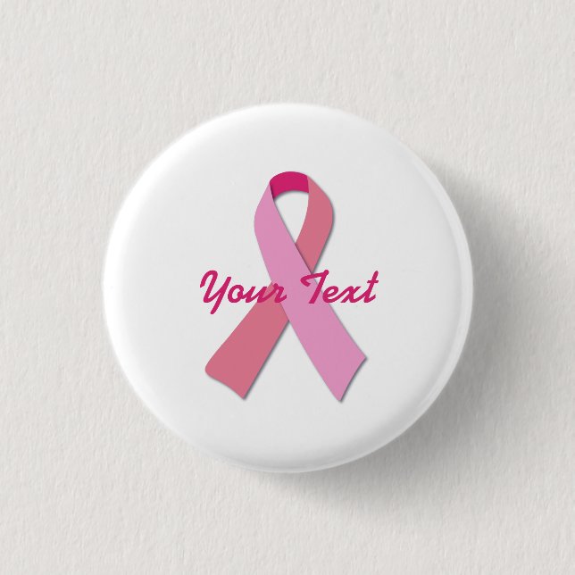 Chapa Redonda De 2,5 Cm Cinta rosa con texto Personalizado suave (Anverso)