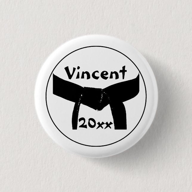 Chapa Redonda De 2,5 Cm Cinturón negro básico de artes marciales (Anverso)