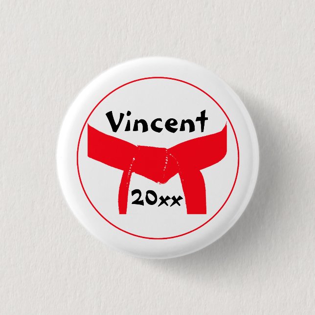 Chapa Redonda De 2,5 Cm Cinturón rojo de artes marciales (Anverso)