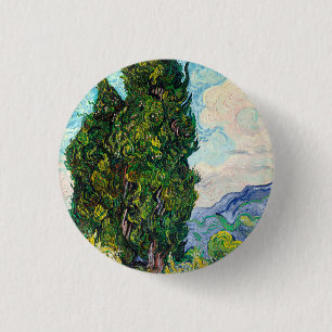 Chapa Redonda De 2,5 Cm Cipreses de Vincent Van Gogh Arte Refinado