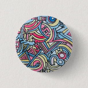 Chapa Redonda De 2,5 Cm Circo de tres pistas-arte geométrico moderno