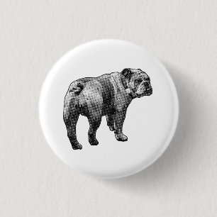 Chapa Redonda De 2,5 Cm Círculo Bulldog, Perfil Tranquilo