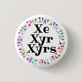 Chapa Redonda De 2,5 Cm Círculo de pronombres Xe Xyr Xyrs en figuras human