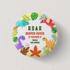 Chapa Redonda De 2,5 Cm Cita de cumpleaños ruidosa de dinosaurios