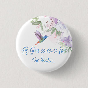 Chapa Redonda De 2,5 Cm Cita inspirada en la Biblia Flores Colibrí Pájaro