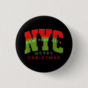 Chapa Redonda De 2,5 Cm Ciudad de Nueva York Nueva York Feliz Navidad Rega