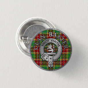 Chapa Redonda De 2,5 Cm Clan Baxter Escudo y Tartán