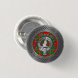 Chapa Redonda De 2,5 Cm Clan MacGregor Escudo & Tartan Knot