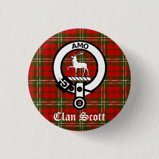 Chapa Redonda De 2,5 Cm Clan Scott Escudo Badge y Tartán