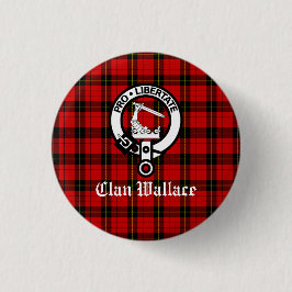 Chapa Redonda De 2,5 Cm Clan Wallace Escudo Badge y Tartán