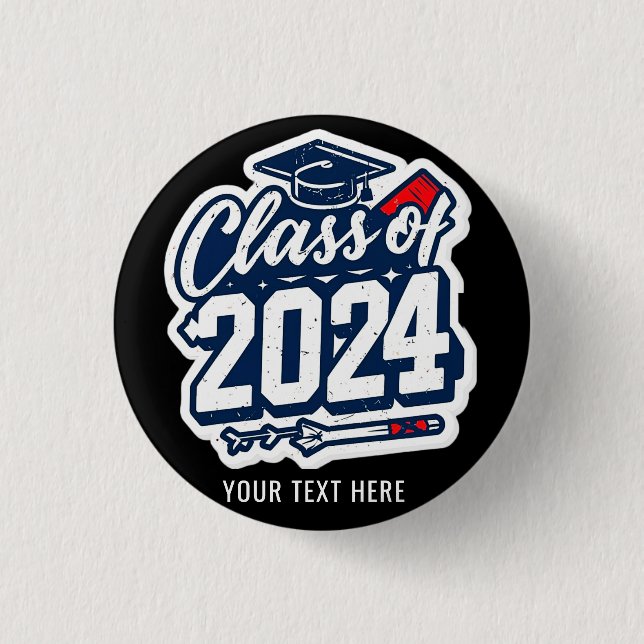 Chapa Redonda De 2,5 Cm Clase De 2024 Estudiantes Y Maestros Graduados (Anverso)