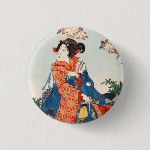 Chapa Redonda De 2,5 Cm Clásico cosmético ukiyo-e japonés geisha Utagaw