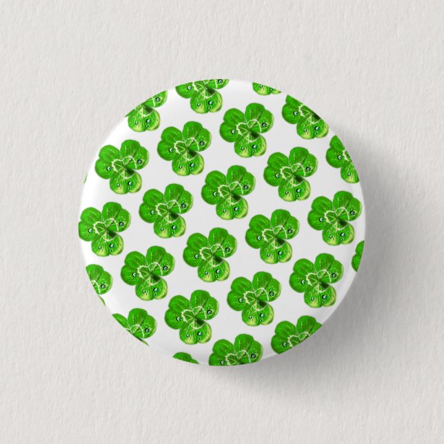 Chapa Redonda De 2,5 Cm Clovers Dew Drops Button (Anverso)