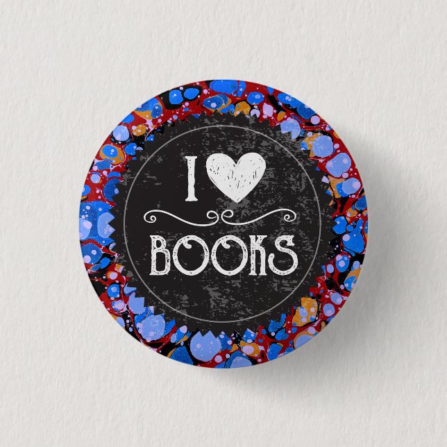 Chapa Redonda De 2,5 Cm Club de Libros "I Love Books" (Anverso)