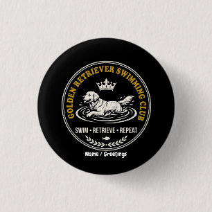 Chapa Redonda De 2,5 Cm Club de Natación de Golden Retriever Vintage Perro
