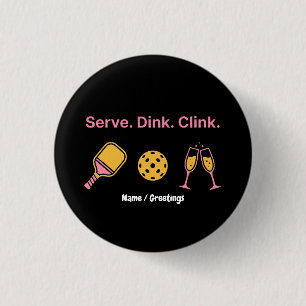 Chapa Redonda De 2,5 Cm Club Social de Vino de Pickleball Divertido Serve