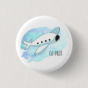 Chapa Redonda De 2,5 Cm Co-Pilot with Plane