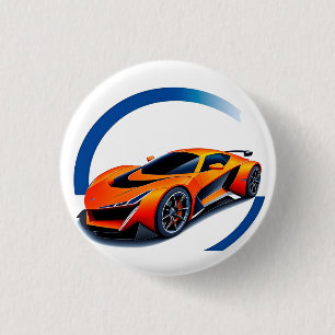 Chapa Redonda De 2,5 Cm Coche de carreras con diseño dinámico