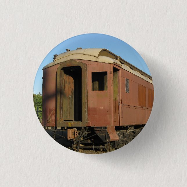 Chapa Redonda De 2,5 Cm ¡"Coche de ferrocarril! " (Anverso)