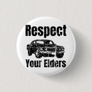 Chapa Redonda De 2,5 Cm Coche divertido - Vintage Respeta a tus mayores Cl