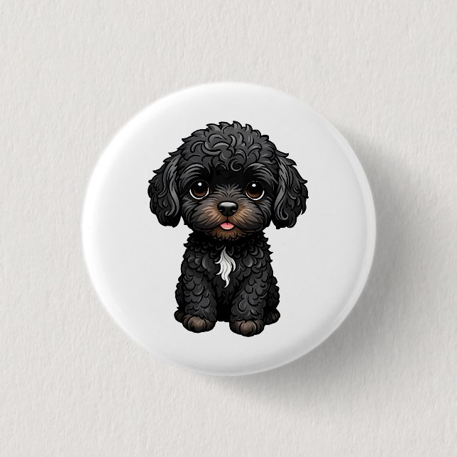 Chapa Redonda De 2,5 Cm Cockapoo negro (Anverso)