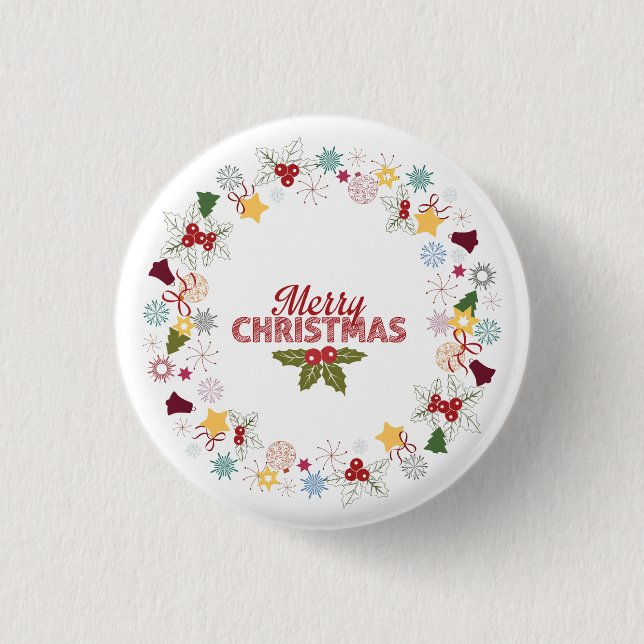 Chapa Redonda De 2,5 Cm Colección de saludos alegres de navidades (Anverso)