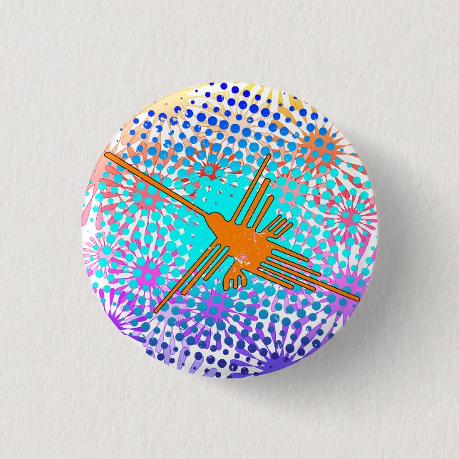 Chapa Redonda De 2,5 Cm Colibrí de Golden Nazca con problemas (Anverso)