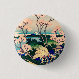 Chapa Redonda De 2,5 Cm Colina Goten-Yama, Shinagawa en el Tokaido Japonés