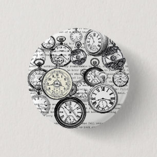 Chapa Redonda De 2,5 Cm Collage de reloj de bolsillo victoriano Alicia en 