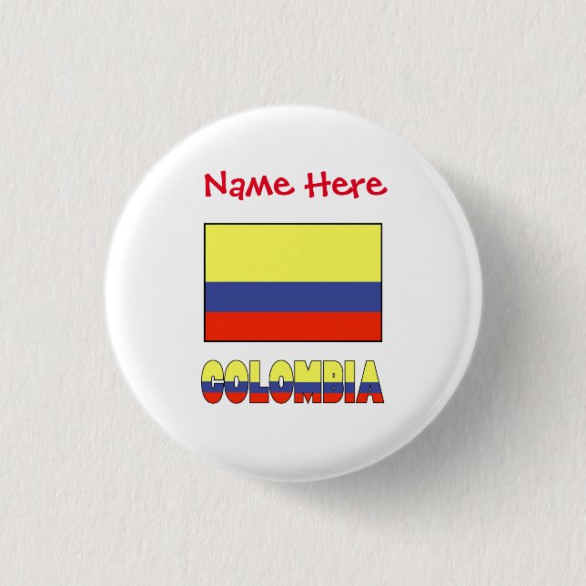 Chapa Redonda De 2,5 Cm Colombia Bandera Roja Personalizada (Anverso)