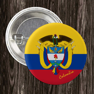 Chapa Redonda De 2,5 Cm Colombia button, patriotic Colombian Flag