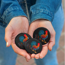 Chapa Redonda De 2,5 Cm Colores Cursillo Colorful Rooster