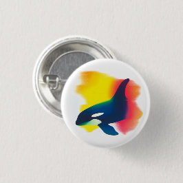 Chapa Redonda De 2,5 Cm Colorido Spray Paint Orca Silhouette Round Button
