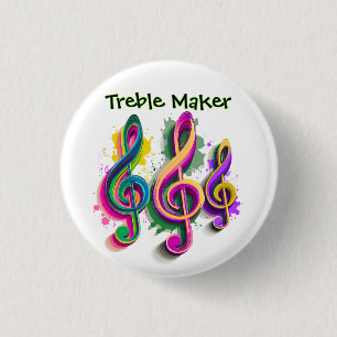Chapa Redonda De 2,5 Cm Colorido Treble Clef Music Design