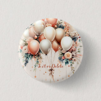 Chapa Redonda De 2,5 Cm Coloridos globos florales de color blanco Peach El