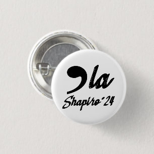 Chapa Redonda De 2,5 Cm Comma-La Kamala Harris Shapiro 2024 Letra Cursiva