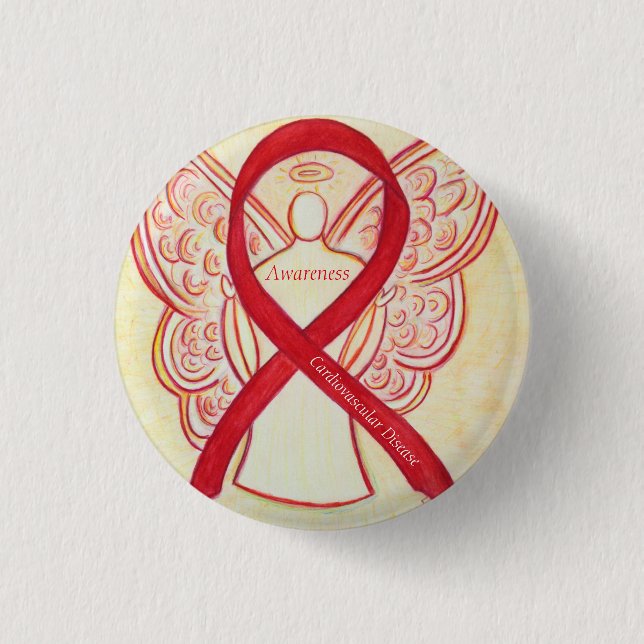 Chapa Redonda De 2,5 Cm Conciencia sobre la enfermedad cardiovascular Ange (Anverso)