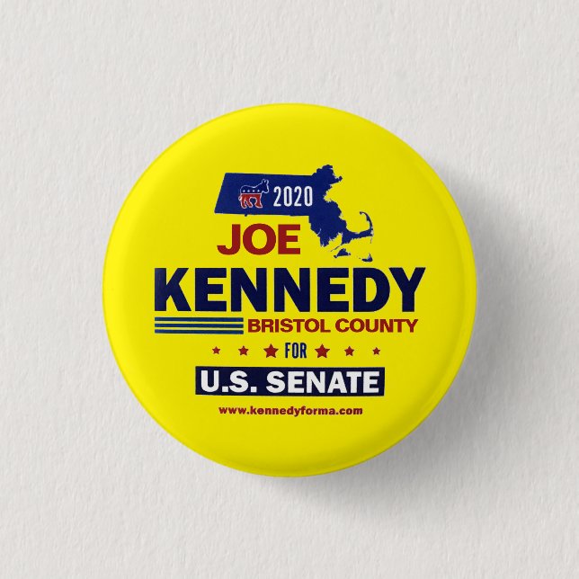 Chapa Redonda De 2,5 Cm Condado de Bristol para Joe Kennedy 2020 (Anverso)