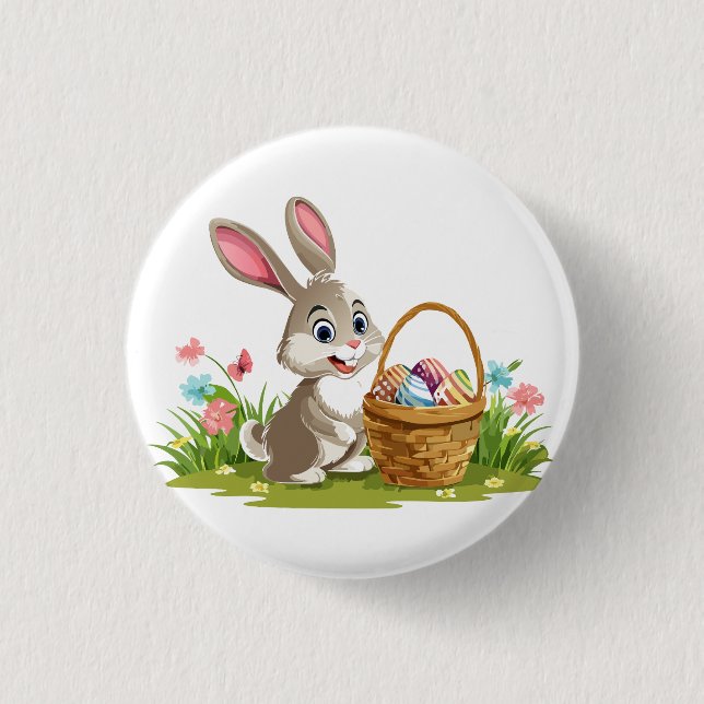 Chapa Redonda De 2,5 Cm Conejo de Pascua (Anverso)