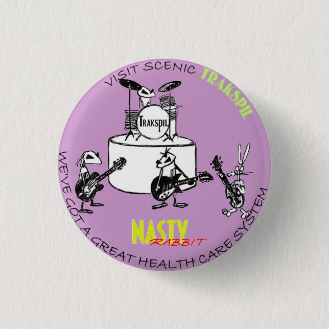 Chapa Redonda De 2,5 Cm Conejo desagradable: "Turismo de Trakspil " del (Anverso)