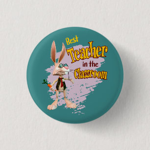 Chapa Redonda De 2,5 Cm Conejo Divertido Mejor Profesor de la Clase