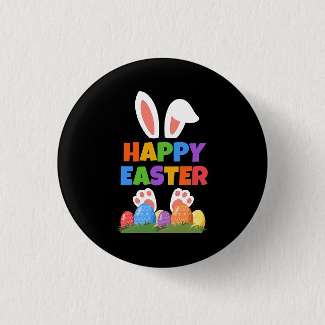 Chapa Redonda De 2,5 Cm Conejo feliz de Pascua  (Anverso)