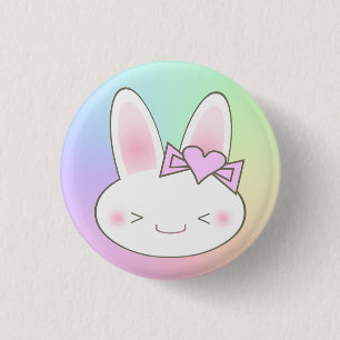 Chapa Redonda De 2,5 Cm Conejo y arco de conejito de Kawaii