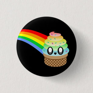 CHAPA REDONDA DE 2,5 CM CONO DE HELADO KAWAII ARCOÍRIS DE CUTEZA