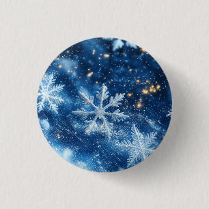 Chapa Redonda De 2,5 Cm Copos de Nieve Brillantes Glitter Invierno Navidad