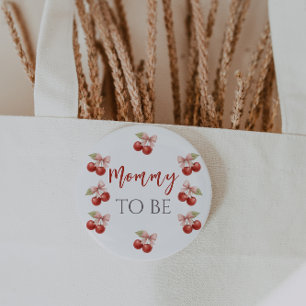 Chapa Redonda De 2,5 Cm Coquette Pink Bow Red Cherry en Baby Shower superi