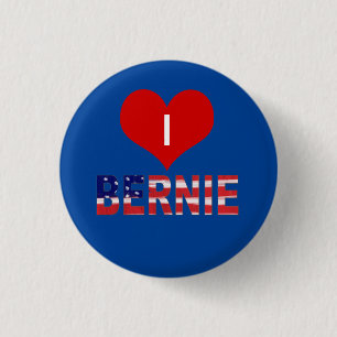 Chapa Redonda De 2,5 Cm ¡Corazón BERNIE! En azul con bandera